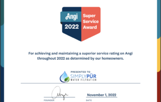 Angi Award 2022 | Simply PÜR Water Filtration